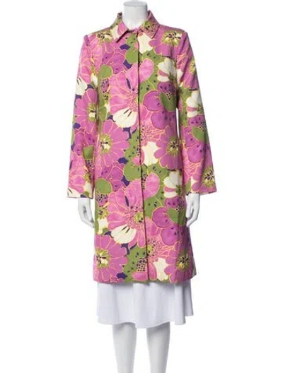 Pre-owned Frances Valentine Floral Print Coat In Pink