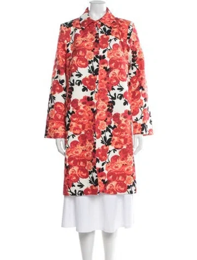 Pre-owned Frances Valentine Floral Print Coat In Red