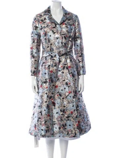 Pre-owned Frances Valentine Floral Print Coat W/ Tags In Blue