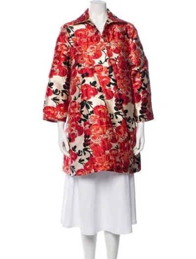 Pre-owned Frances Valentine Floral Print Evening Jacket In Red