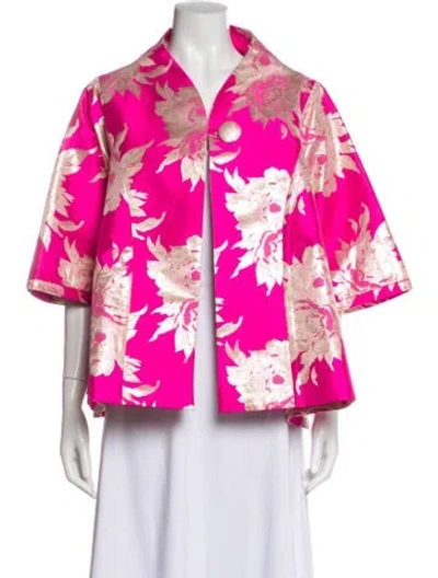 Pre-owned Frances Valentine Floral Print Jacket W/ Tags In Pink