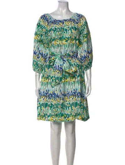 Pre-owned Frances Valentine Floral Print Knee-length Dress In Green