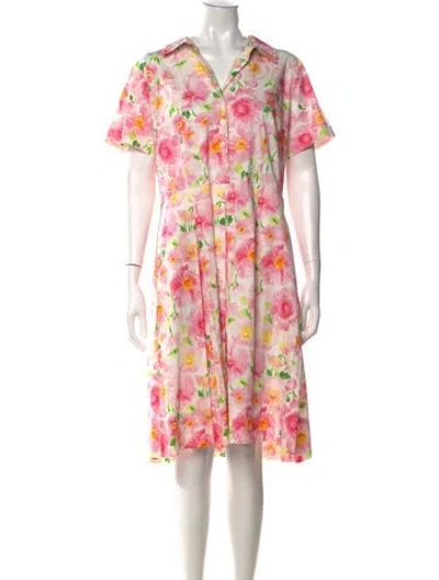 Pre-owned Frances Valentine Floral Print Knee-length Dress In Pink