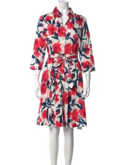 Pre-owned Frances Valentine Floral Print Knee-length Dress In Red