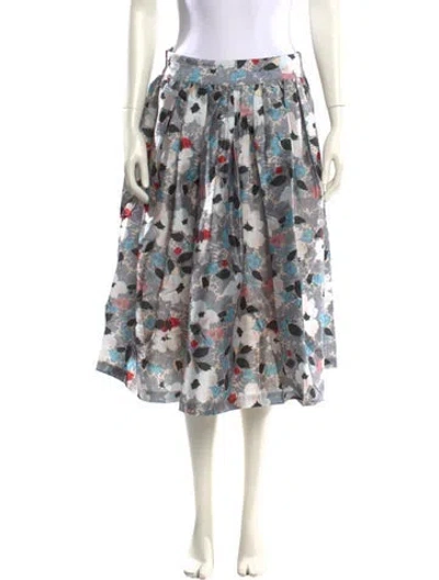 Pre-owned Frances Valentine Floral Print Knee-length Skirt In Gray