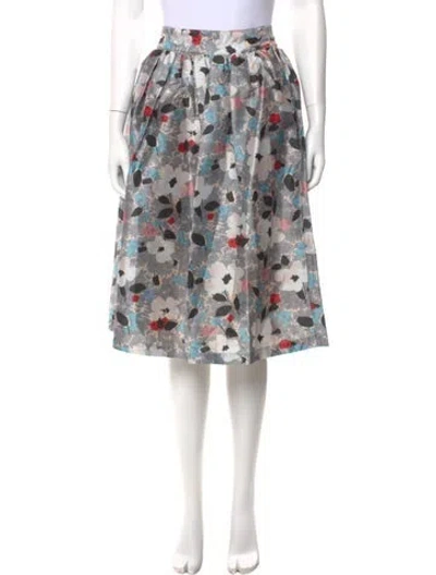 Pre-owned Frances Valentine Floral Print Knee-length Skirt In Gray