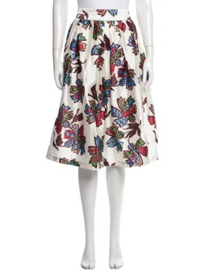 Pre-owned Frances Valentine Floral Print Knee-length Skirt In Neutral