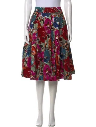 Pre-owned Frances Valentine Floral Print Knee-length Skirt In Purple