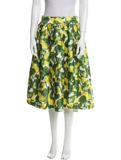 Pre-owned Frances Valentine Floral Print Knee-length Skirt W/ Tags In Green