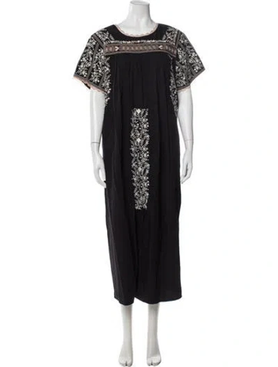 Pre-owned Frances Valentine Floral Print Long Dress In Blue