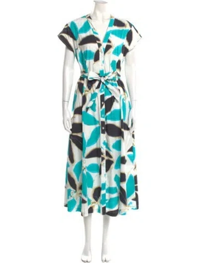 Pre-owned Frances Valentine Floral Print Long Dress In Green