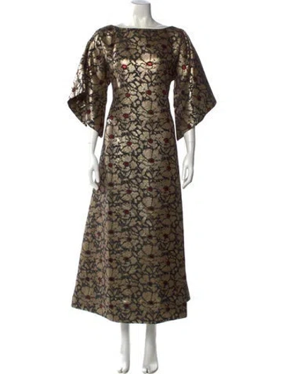 Pre-owned Frances Valentine Floral Print Long Dress In Multi