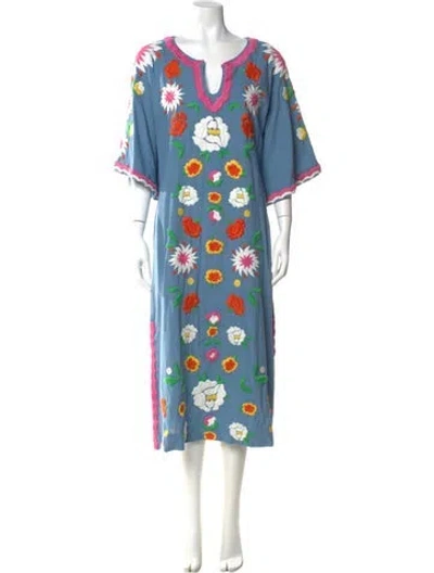 Pre-owned Frances Valentine Floral Print Long Dress In Multi