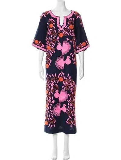 Pre-owned Frances Valentine Floral Print Long Dress In Multi
