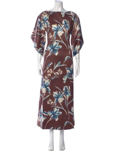 Pre-owned Frances Valentine Floral Print Long Dress In Multicolor