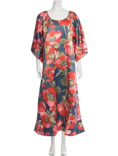 Pre-owned Frances Valentine Floral Print Long Dress In Multicolor