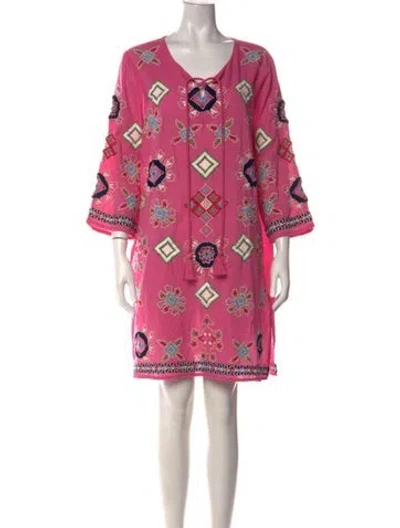 Pre-owned Frances Valentine Floral Print Long Dress In Pink