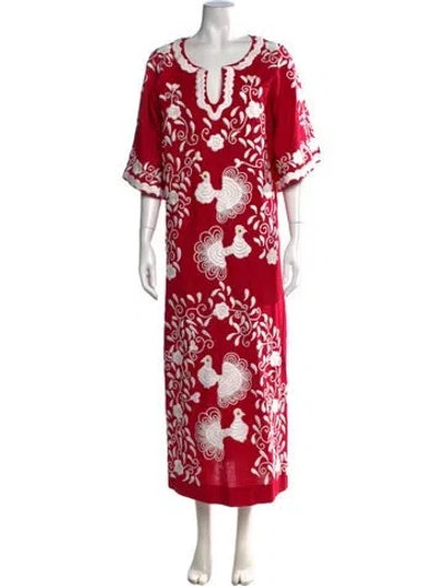 Pre-owned Frances Valentine Floral Print Long Dress In Pink
