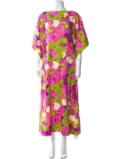 Pre-owned Frances Valentine Floral Print Long Dress In Purple
