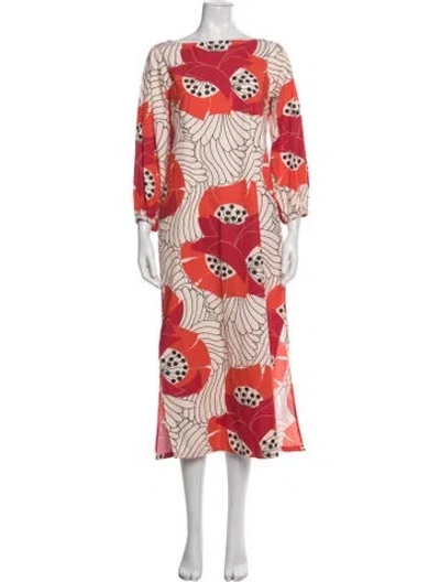 Pre-owned Frances Valentine Floral Print Long Dress In Red