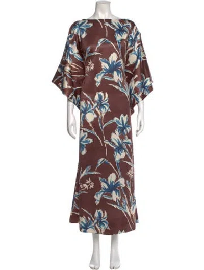 Pre-owned Frances Valentine Floral Print Long Dress W/ Tags In Multi