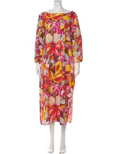 Pre-owned Frances Valentine Floral Print Long Dress W/ Tags In Multi