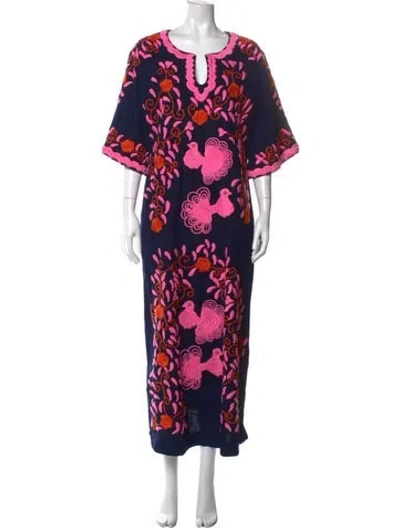 Pre-owned Frances Valentine Floral Print Long Dress W/ Tags In Multi