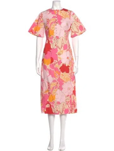 Pre-owned Frances Valentine Floral Print Long Dress W/ Tags In Pink