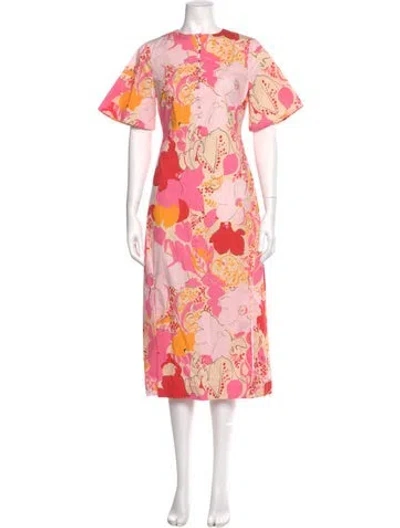 Pre-owned Frances Valentine Floral Print Long Dress W/ Tags In Pink