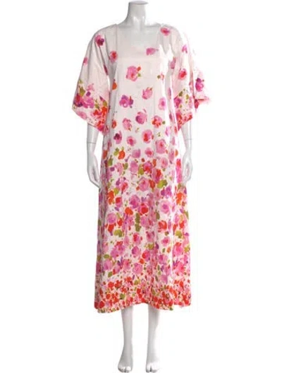 Pre-owned Frances Valentine Floral Print Long Dress W/ Tags In Pink