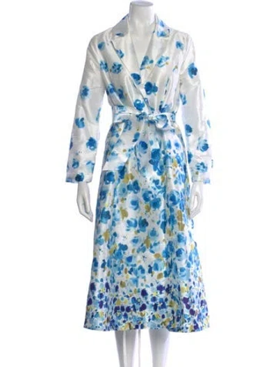 Pre-owned Frances Valentine Floral Print Midi Length Dress In Blue