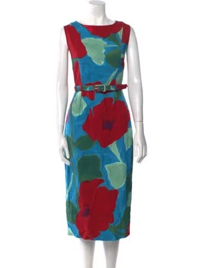 Pre-owned Frances Valentine Floral Print Midi Length Dress In Multi
