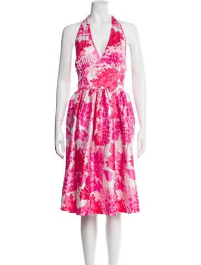 Pre-owned Frances Valentine Floral Print Midi Length Dress In Pink