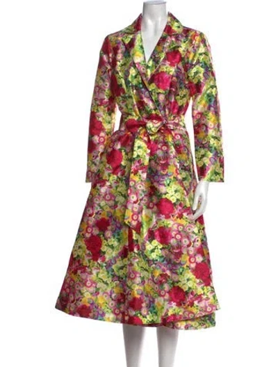 Pre-owned Frances Valentine Floral Print Midi Length Dress In Red