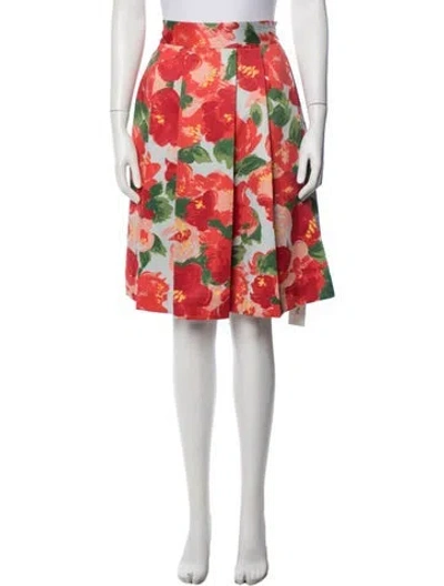 Pre-owned Frances Valentine Floral Print Midi Length Skirt In Blue