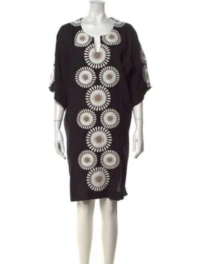 Pre-owned Frances Valentine Floral Print Mini Dress In Black