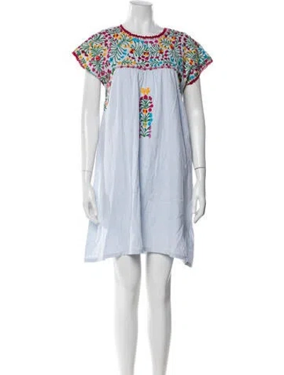 Pre-owned Frances Valentine Floral Print Mini Dress In Blue