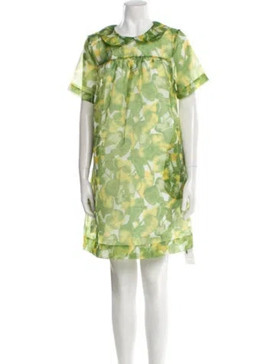 Pre-owned Frances Valentine Floral Print Mini Dress In Green