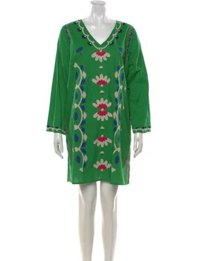 Pre-owned Frances Valentine Floral Print Mini Dress In Green