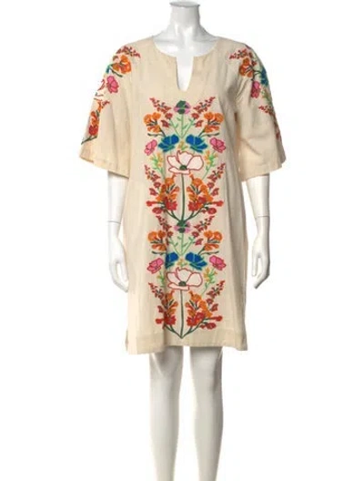 Pre-owned Frances Valentine Floral Print Mini Dress In Neutral