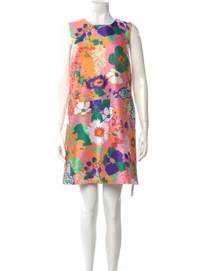 Pre-owned Frances Valentine Floral Print Mini Dress In Pink