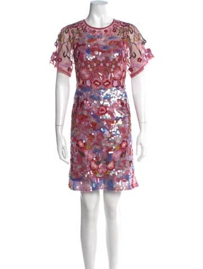Pre-owned Frances Valentine Floral Print Mini Dress In Pink