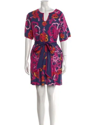 Pre-owned Frances Valentine Floral Print Mini Dress In Pink