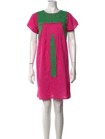 Pre-owned Frances Valentine Floral Print Mini Dress In Pink