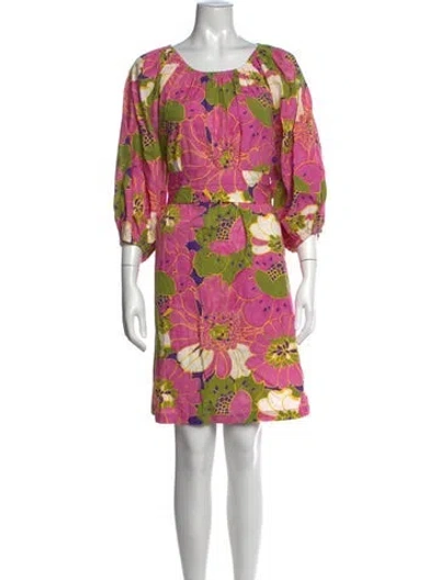 Pre-owned Frances Valentine Floral Print Mini Dress In Pink