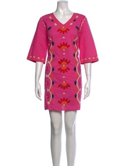 Pre-owned Frances Valentine Floral Print Mini Dress In Pink