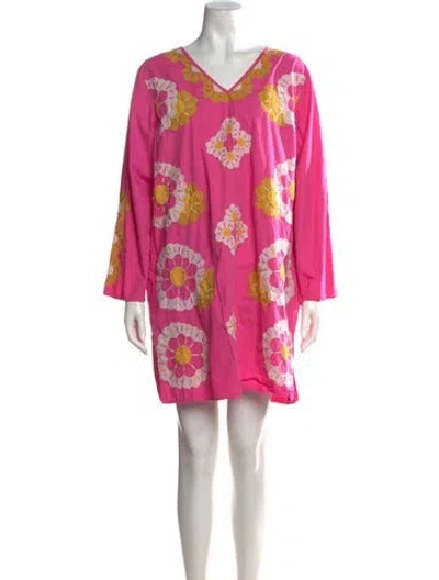 Pre-owned Frances Valentine Floral Print Mini Dress In Pink