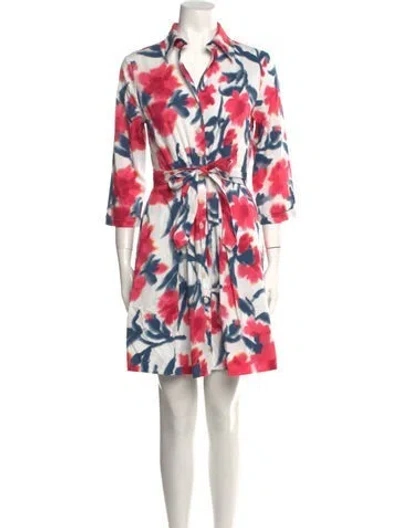 Pre-owned Frances Valentine Floral Print Mini Dress In Red