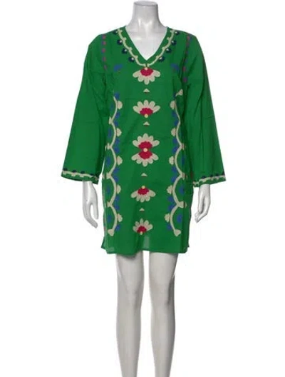 Pre-owned Frances Valentine Floral Print Mini Dress W/ Tags In Green