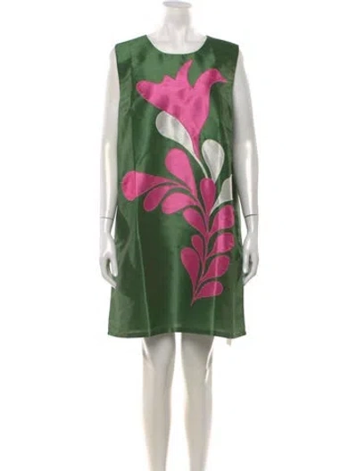 Pre-owned Frances Valentine Floral Print Mini Dress W/ Tags In Green